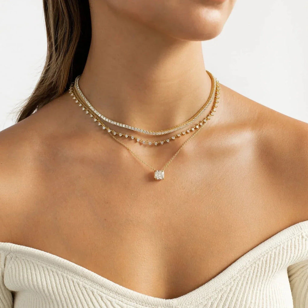 PRINCESS CUT PENDANT NECKLACE