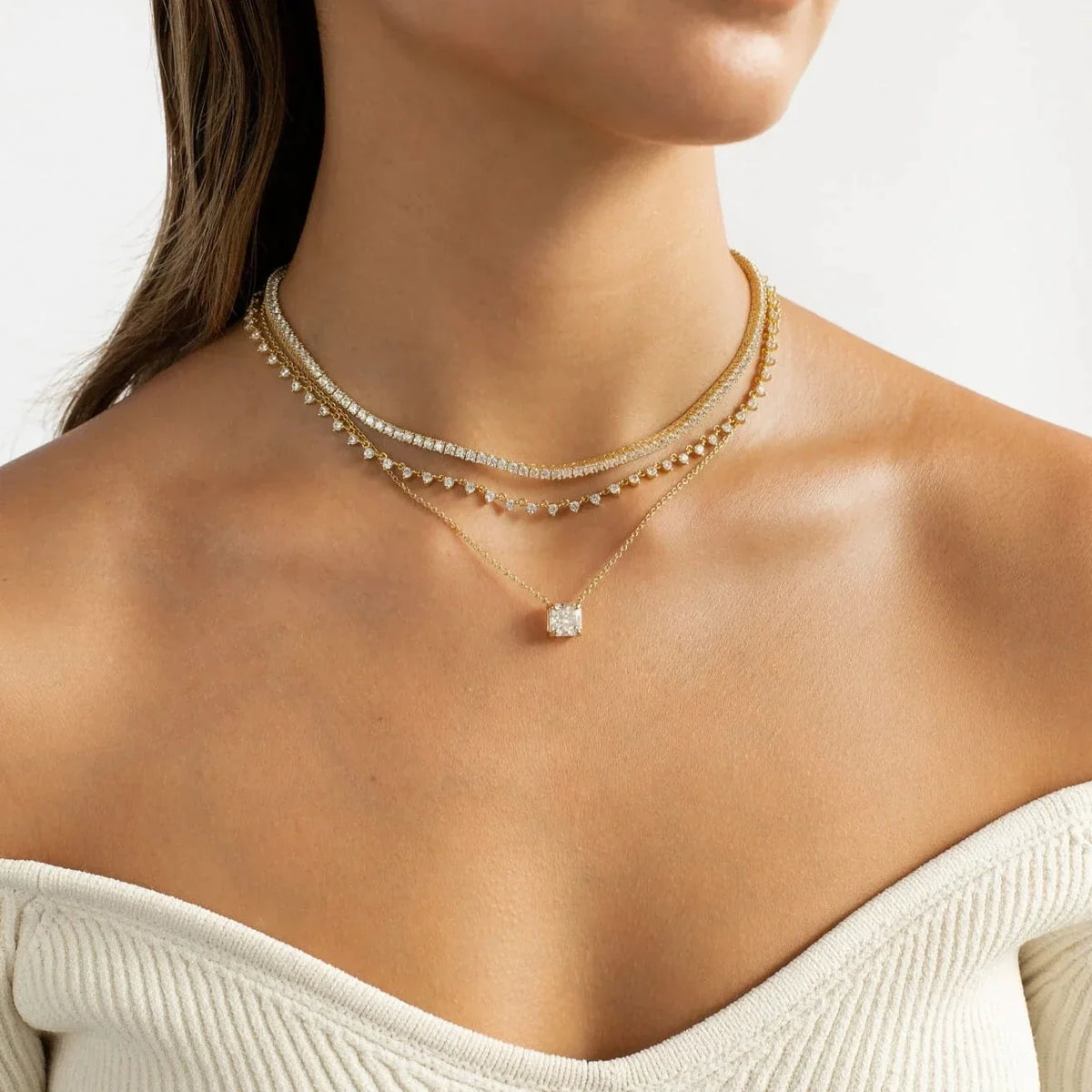 PRINCESS CUT PENDANT NECKLACE